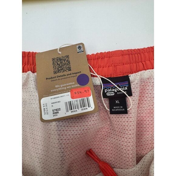 Patagonia Men’s 5” Baggies Shorts Pimento Red NWT Size XL - Picture 3 of 4